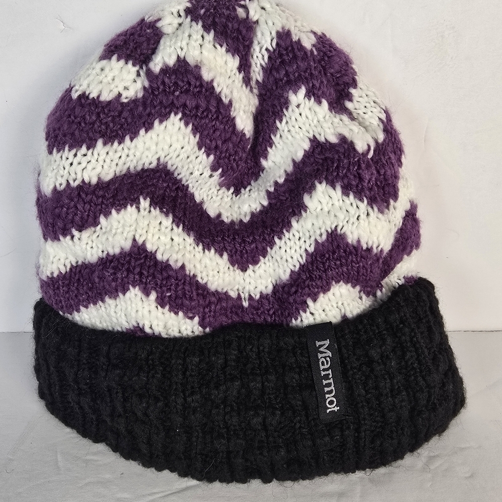 Marmot Women's Chevron Knit Beanie - Purple, White, and Black One Size